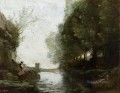 Le cours deau a la tour carrée plein air Romanticismo Jean Baptiste Camille Corot